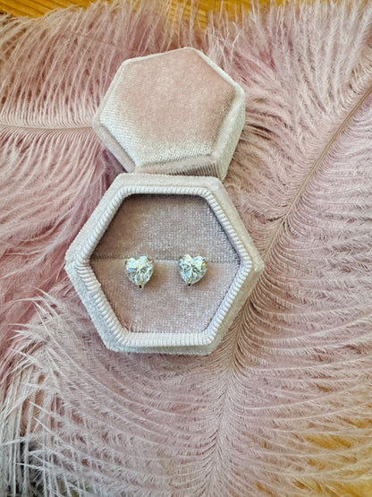 Moissanite Heart Stud Earrings