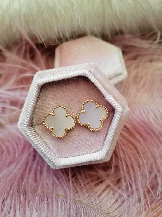 Pink Clover Stud Earrings