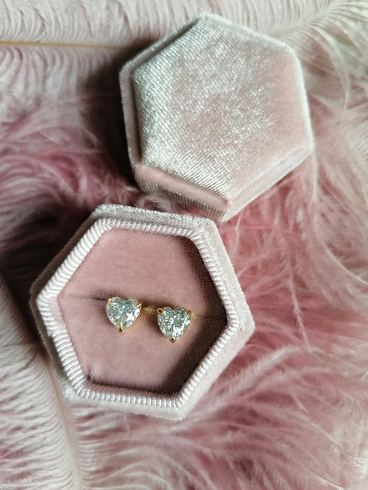 Moissanite Heart Stud Earrings